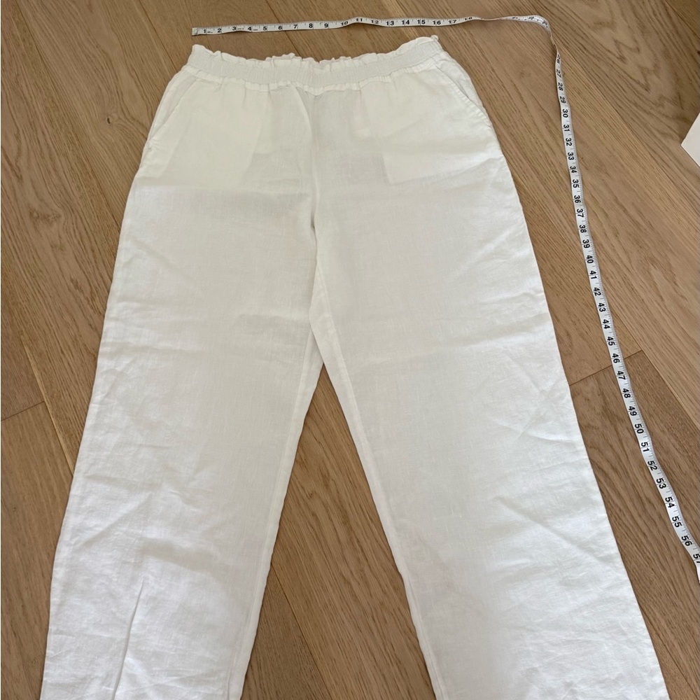 Wide Leg Linen Blend Pants in White